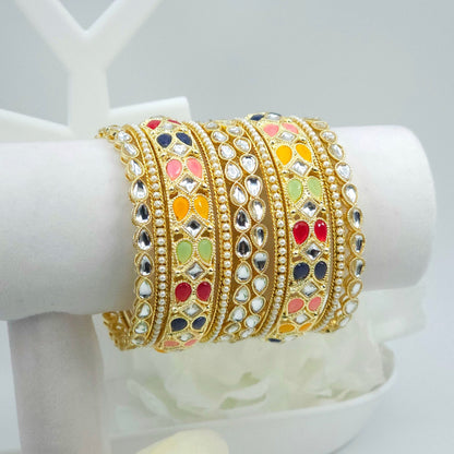 10 Pcs Bangle set - multicolour - Fancy Fab Jewels