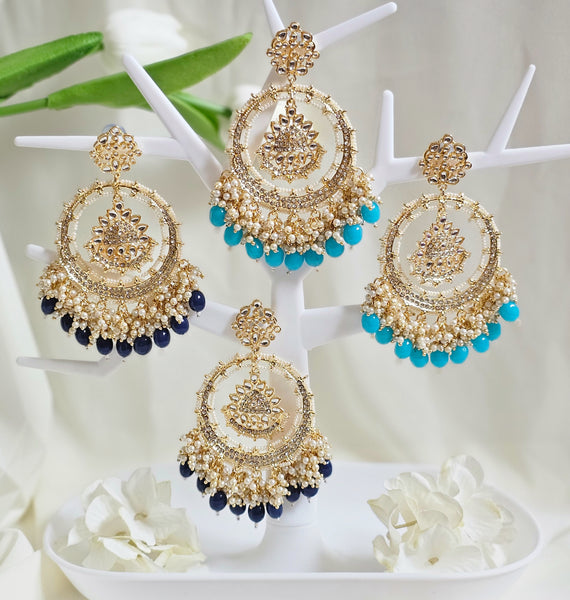 Buy Designer Sarees, Salwar Kameez, Kurtis & Tunic and Lehenga  Choli.Stunning Sky Blue Earrings