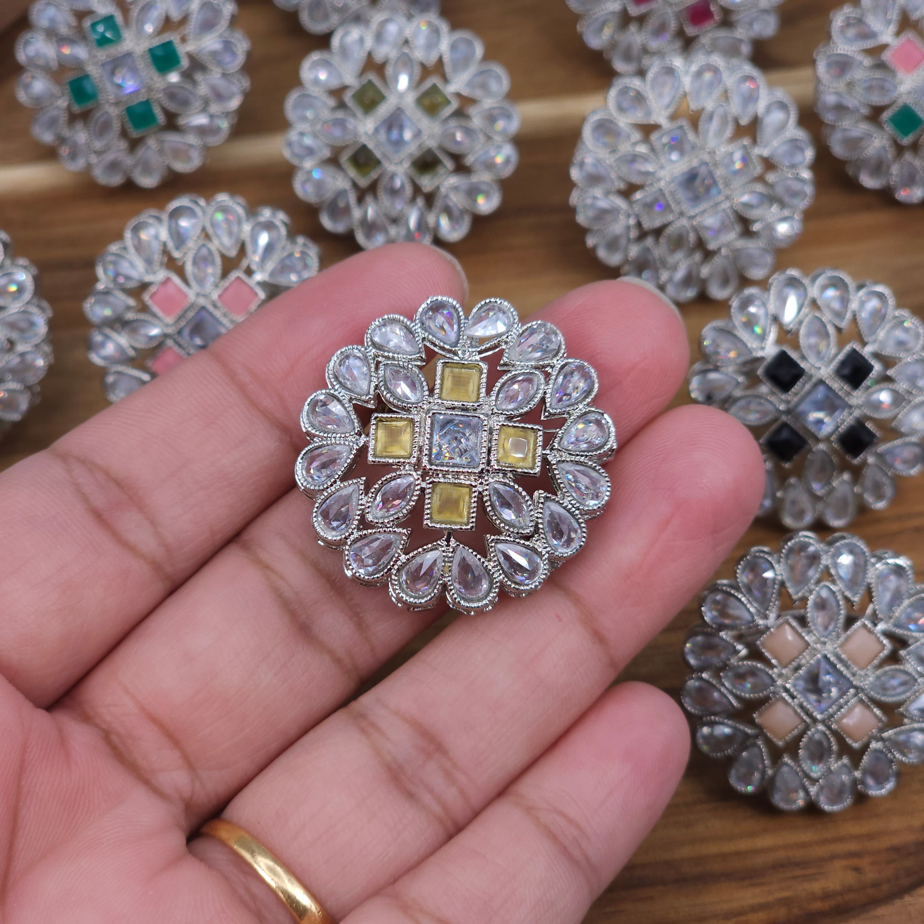 Silver Polki Mandala Statement Ring.