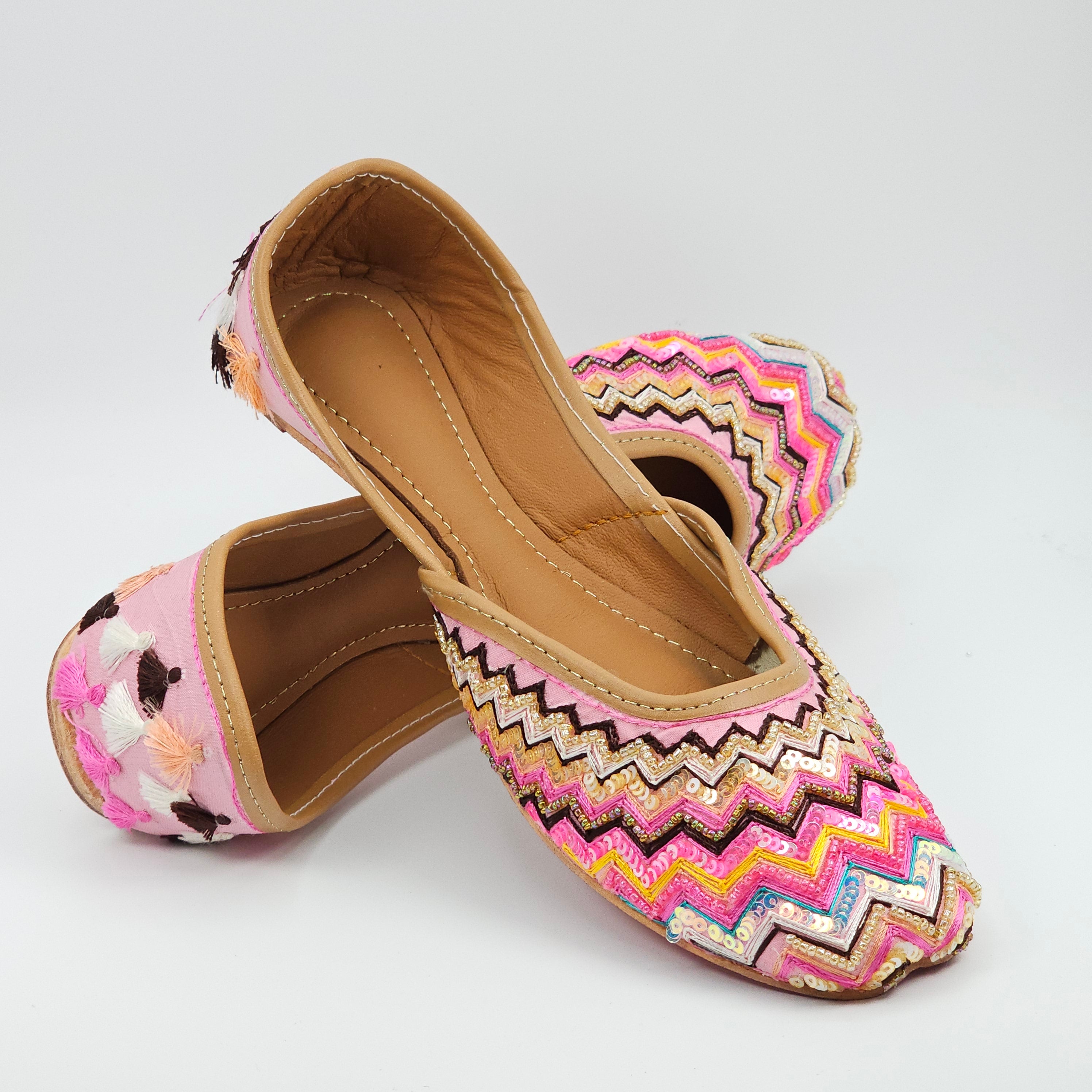 Sitara - Pink Multicolour Handcrafted Jutti.