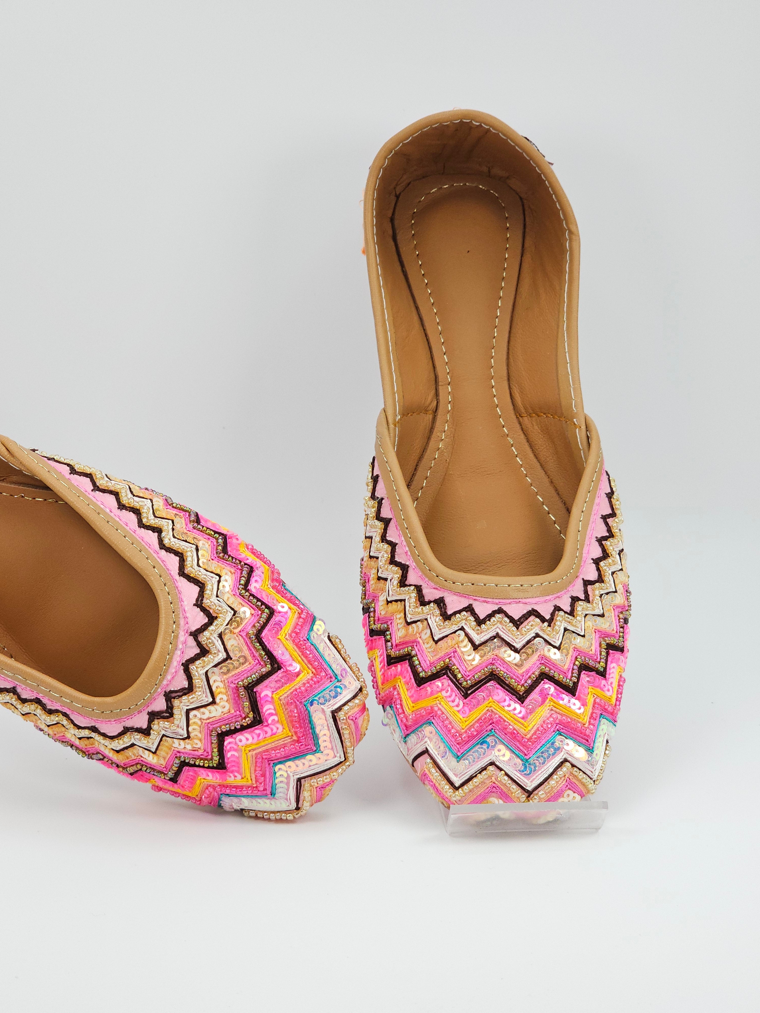 Sitara - Pink Multicolour Handcrafted Jutti.