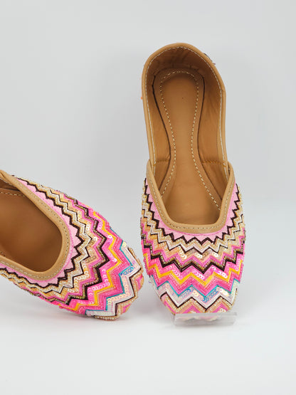 Sitara - Pink Multicolour Handcrafted Jutti.