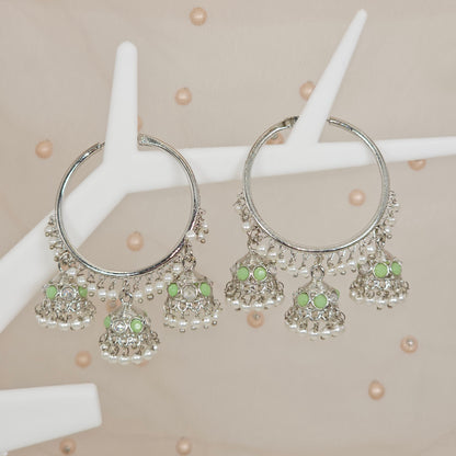 Neha - Silver Bali Jhumka Earrings