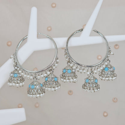 Neha - Silver Bali Jhumka Earrings