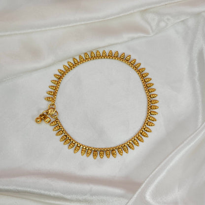 Gold Plated Anklets, Dainty Leaf Chain Anklets