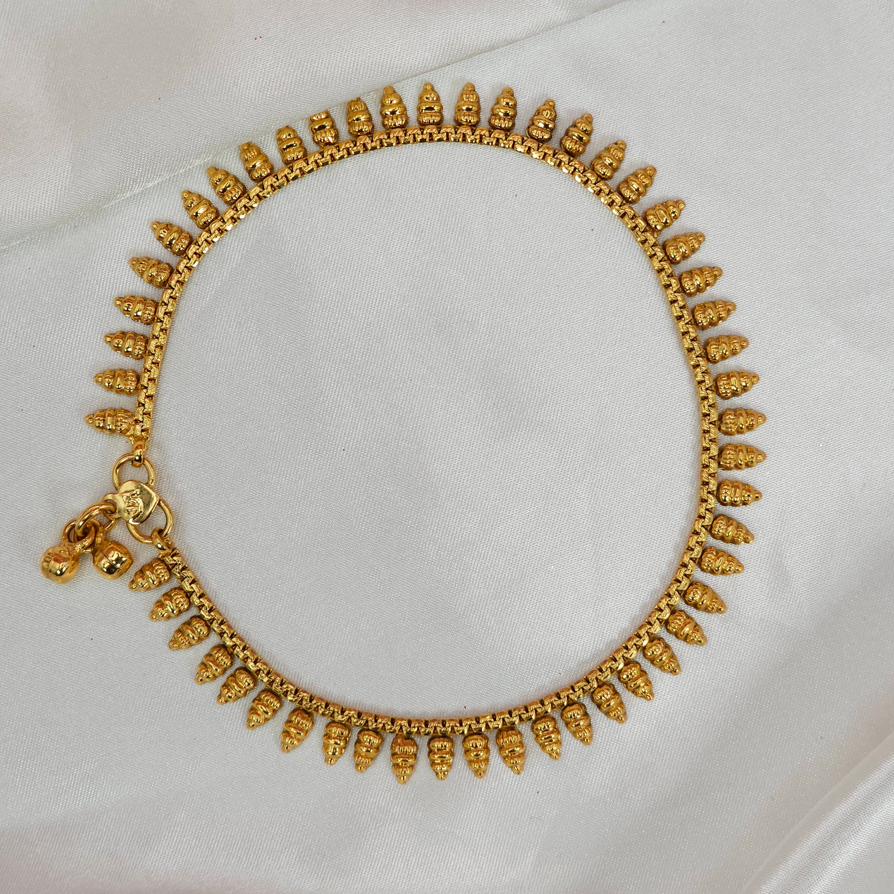 Gold Plated Anklets, Dainty Leaf Chain Anklets