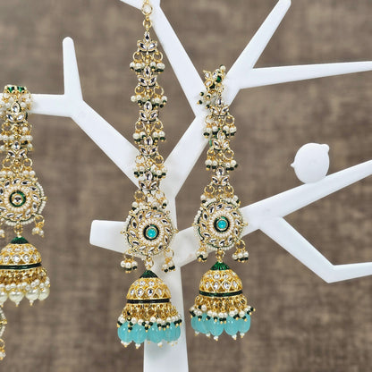Ishani - Kundan Jhumka Earrings with Attached Earchains – Jhumki | Fancy Fab Jewels UK