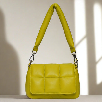 Women's Lime Green Real Leather Cross body Bag.