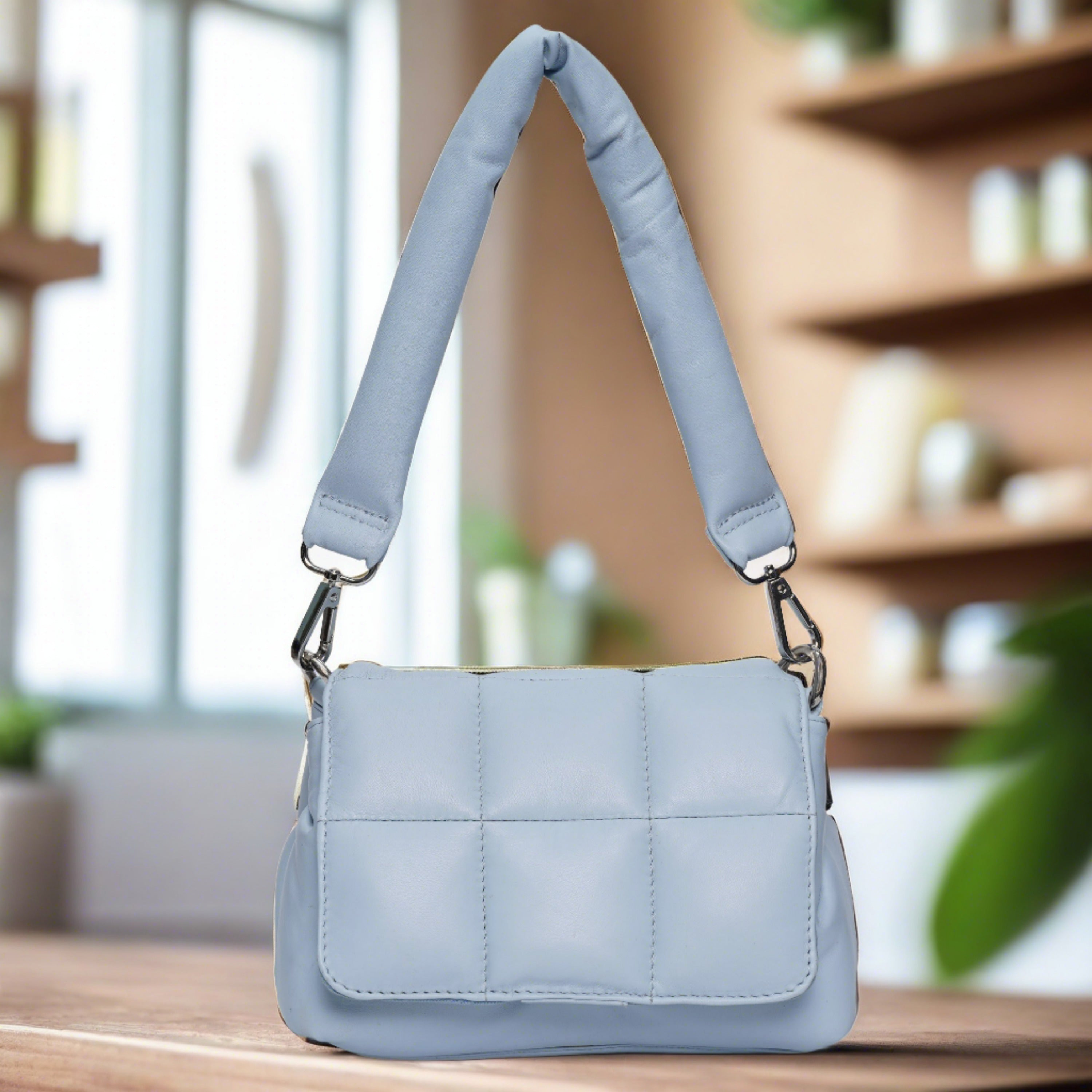 Soft Baby Blue Genuine Leather Cross-body: Everyday Luxury.