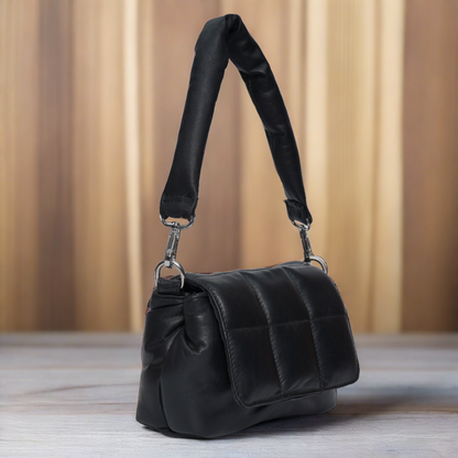 Women's Black Leather Cross Body Bag | Shoulder Bag.