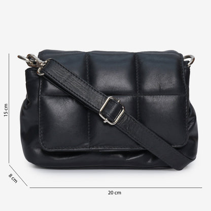 Women's Black Leather Cross Body Bag | Shoulder Bag.