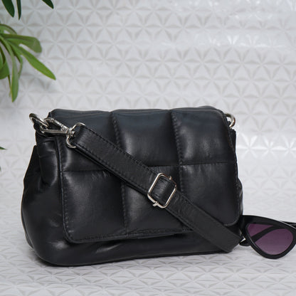 Women's Black Leather Cross Body Bag | Shoulder Bag.