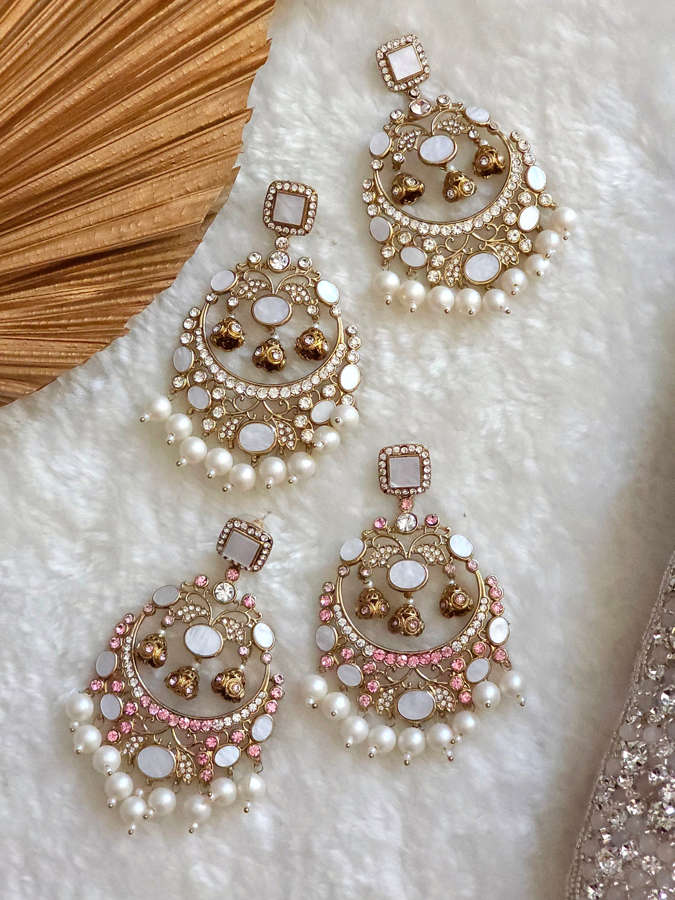 Golden Chandbali Earrings with pearl drop