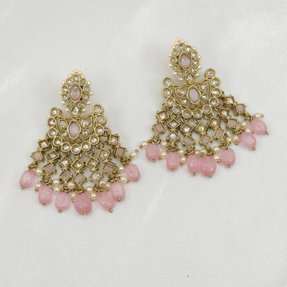  Pink Polki Diamond Earrings