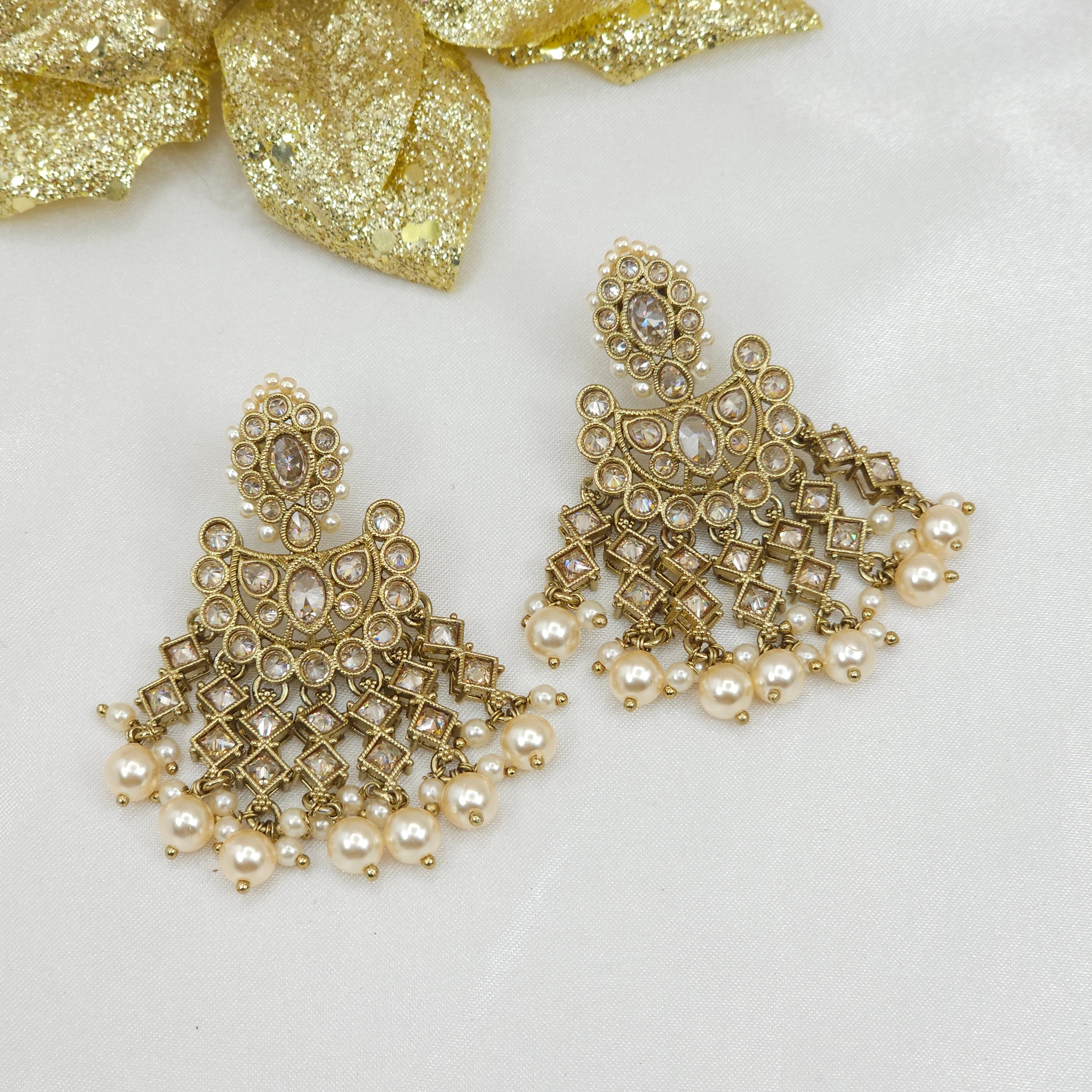 Golden Polki Diamond Earrings