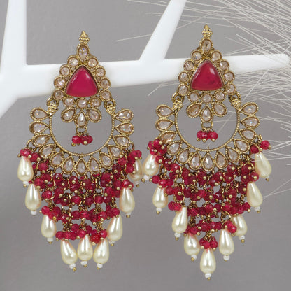 Bridal Statement Earring Red