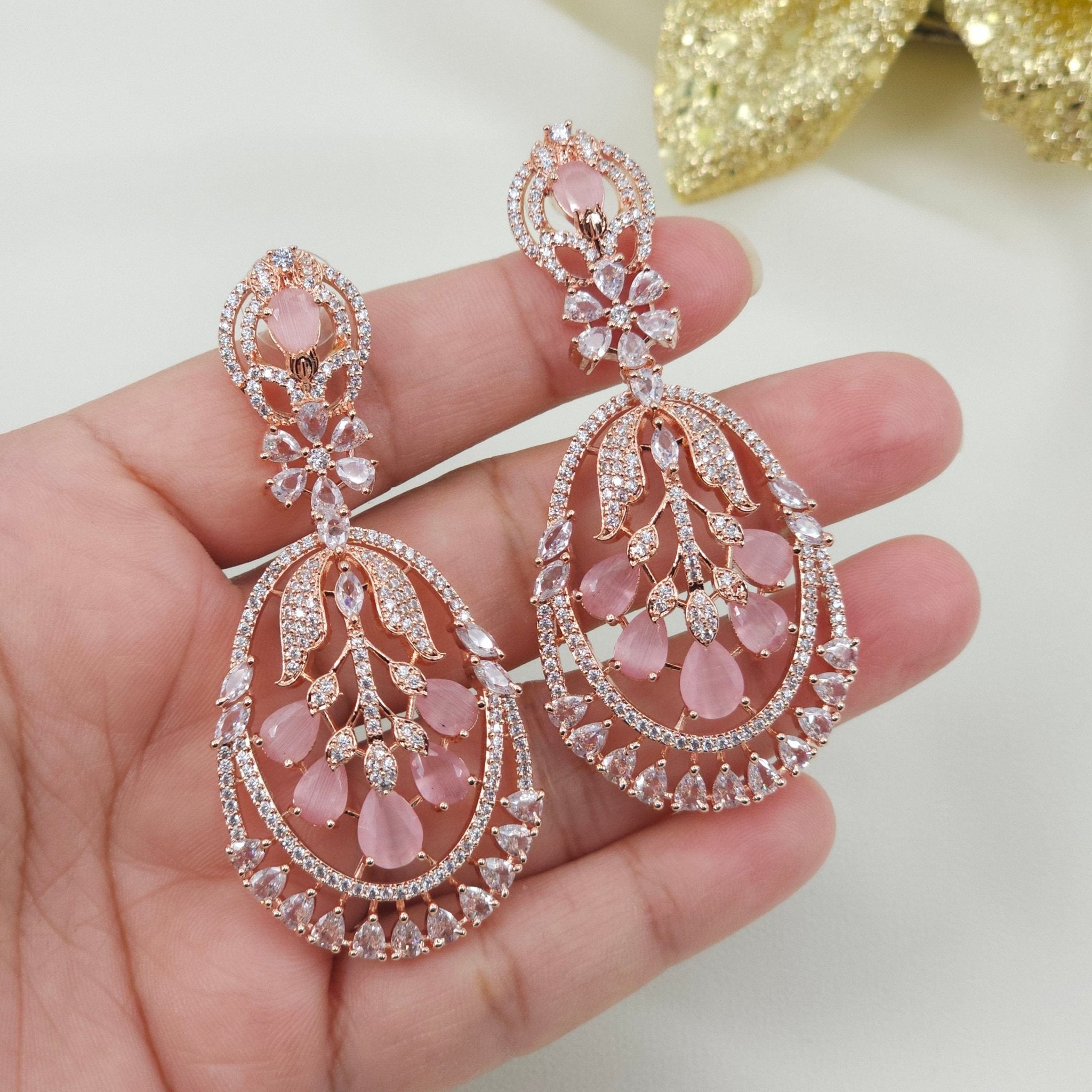 Rose Gold Dangle Earrings uk