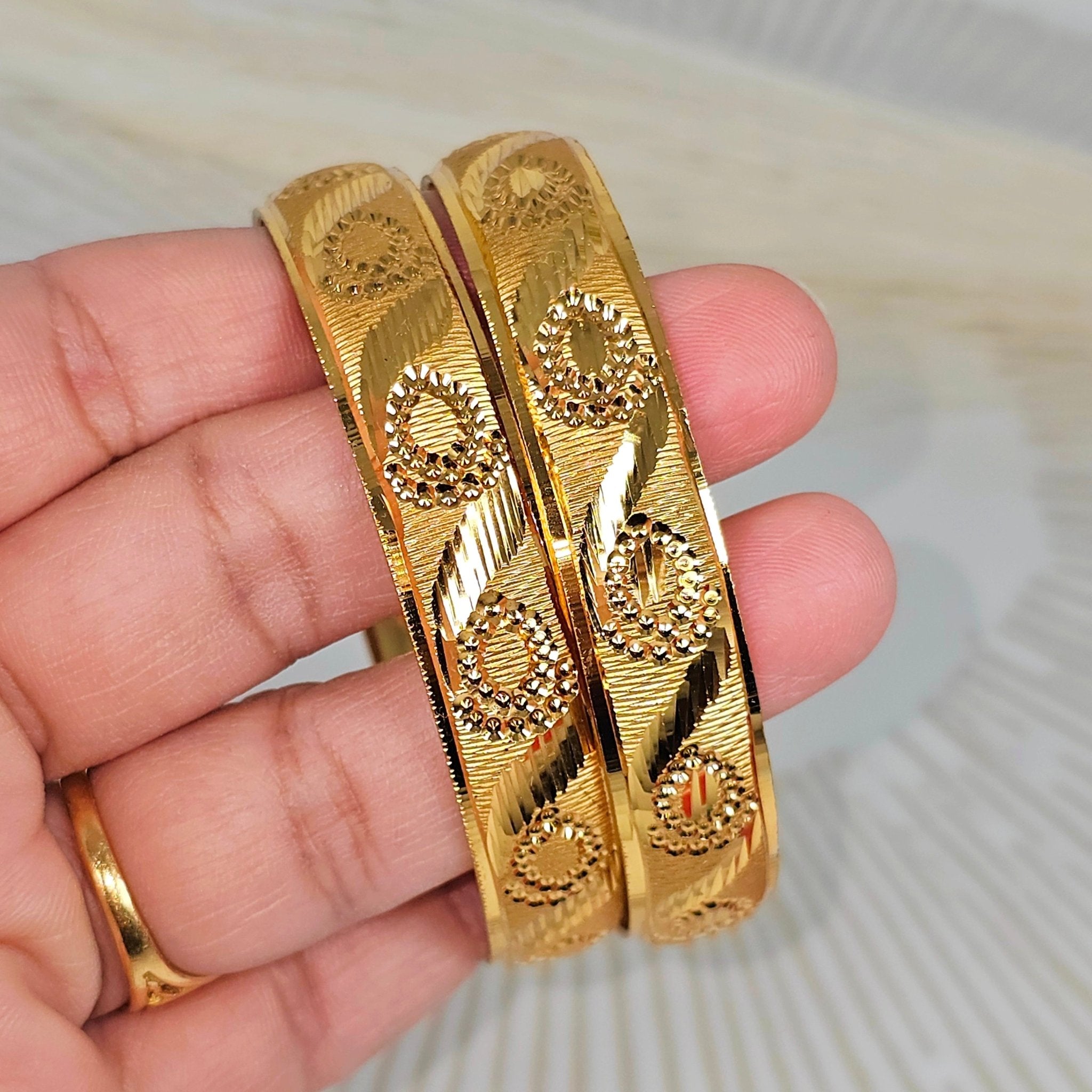 A Pair of Gold Plated Indian Bangles - Fancy Fab Jewels