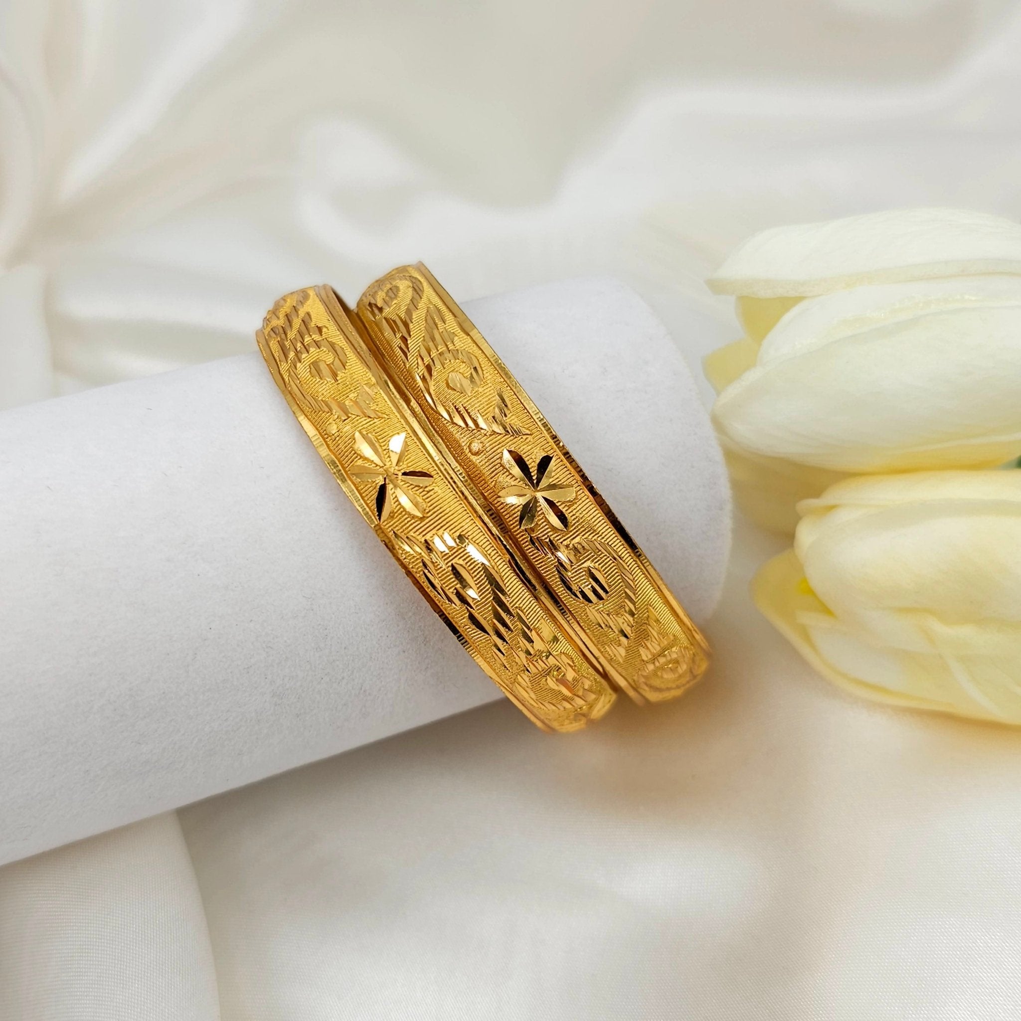 A Pair of Gold Plated Indian Bangles - Fancy Fab Jewels