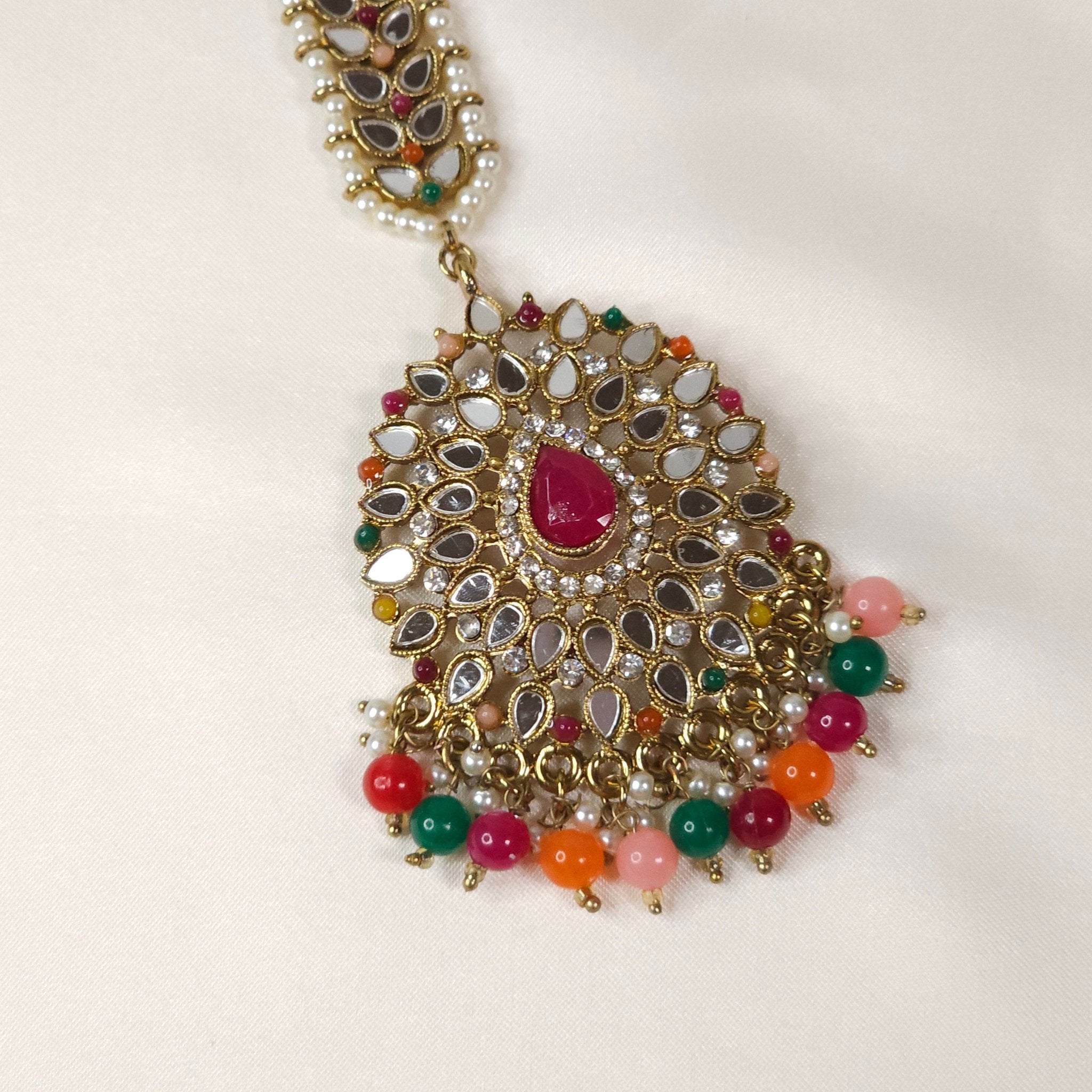 Aaina mirror maang tikka - oval - Fancy Fab Jewels