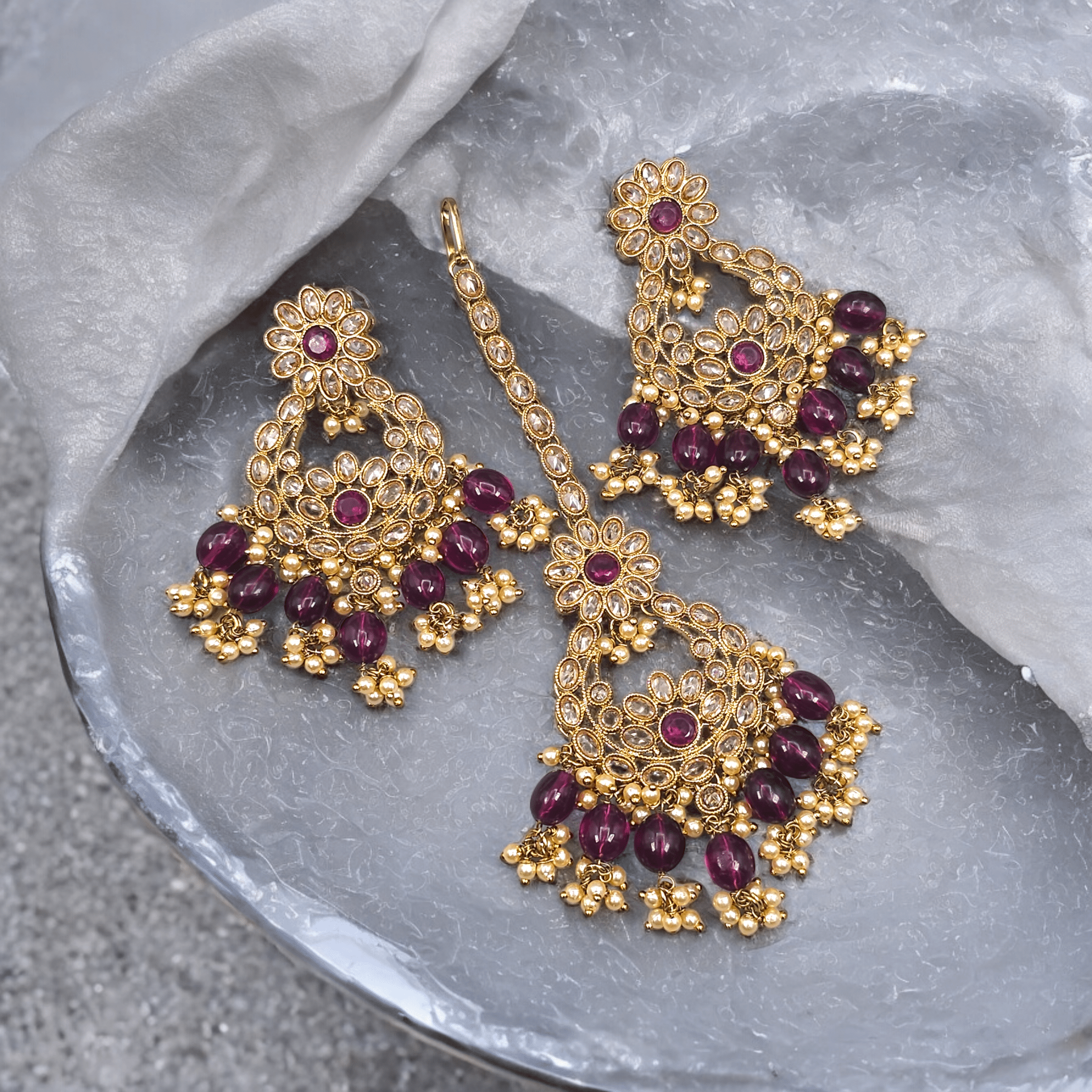 Amal Antique Polki Tikka Set - Fancy Fab Jewels