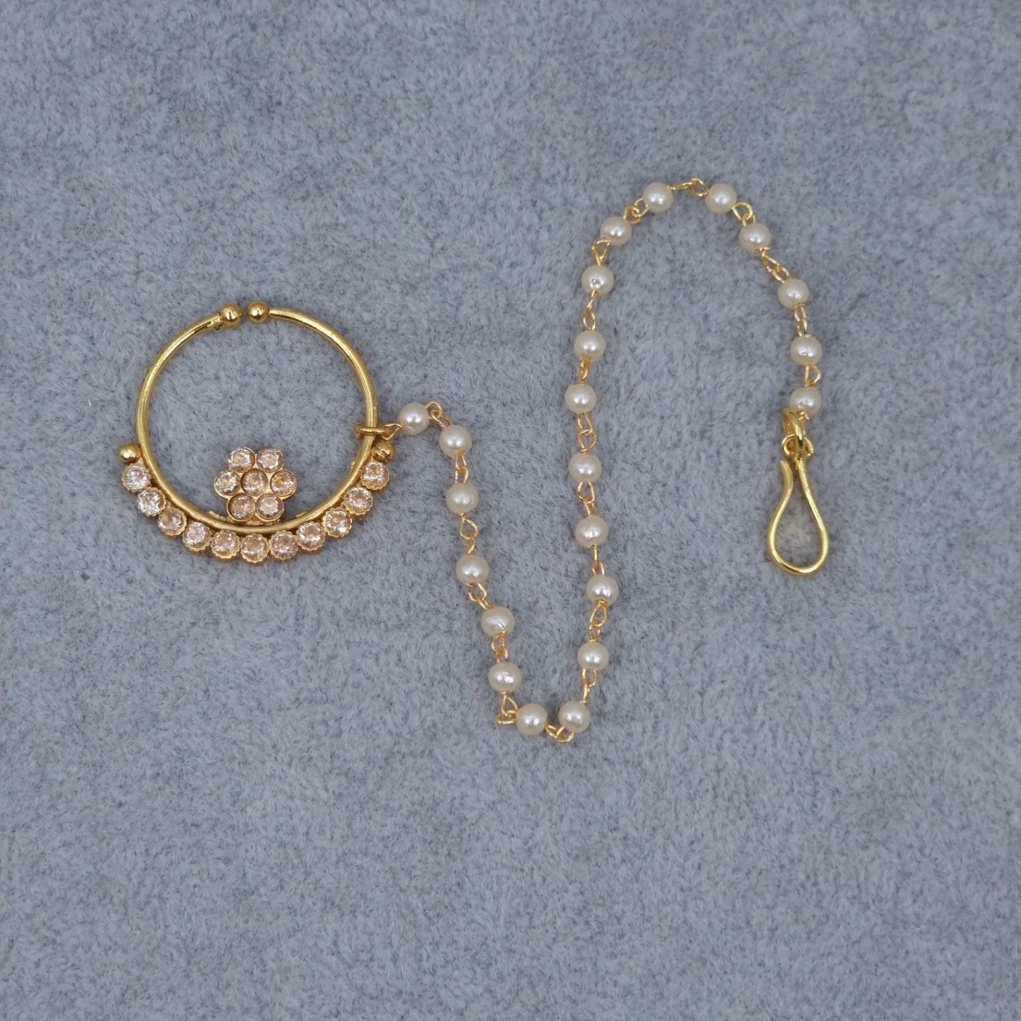 Amruta Antique Gold Nose Ring 2cm - Fancy Fab Jewels