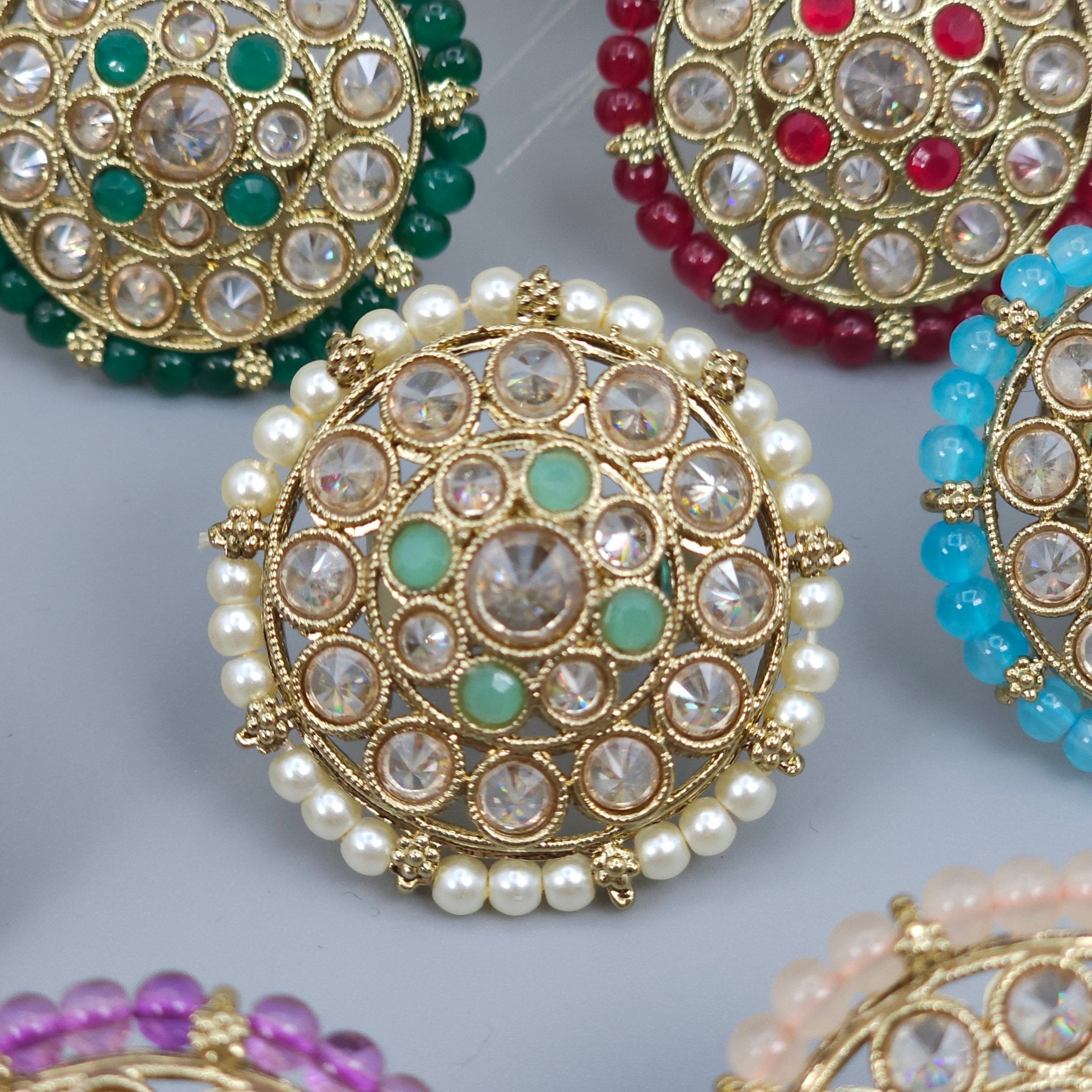 Antique Gold Polki Mandala Statement Ring - Fancy Fab Jewels