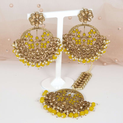 Beautiful Polki Chandbali Tikka Set - Fancy Fab Jewels