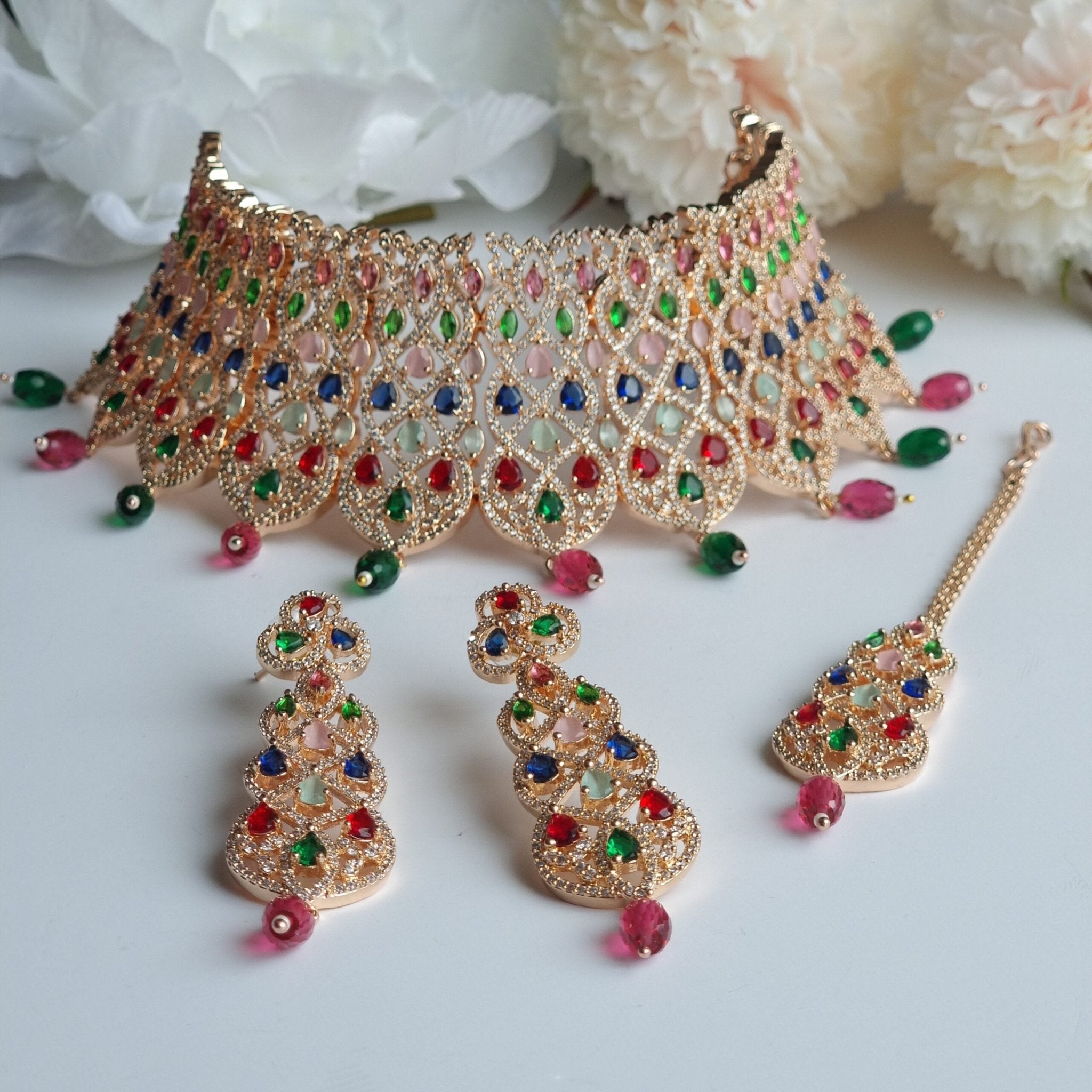 Bridal Choker Necklace Set - Fancy Fab Jewels