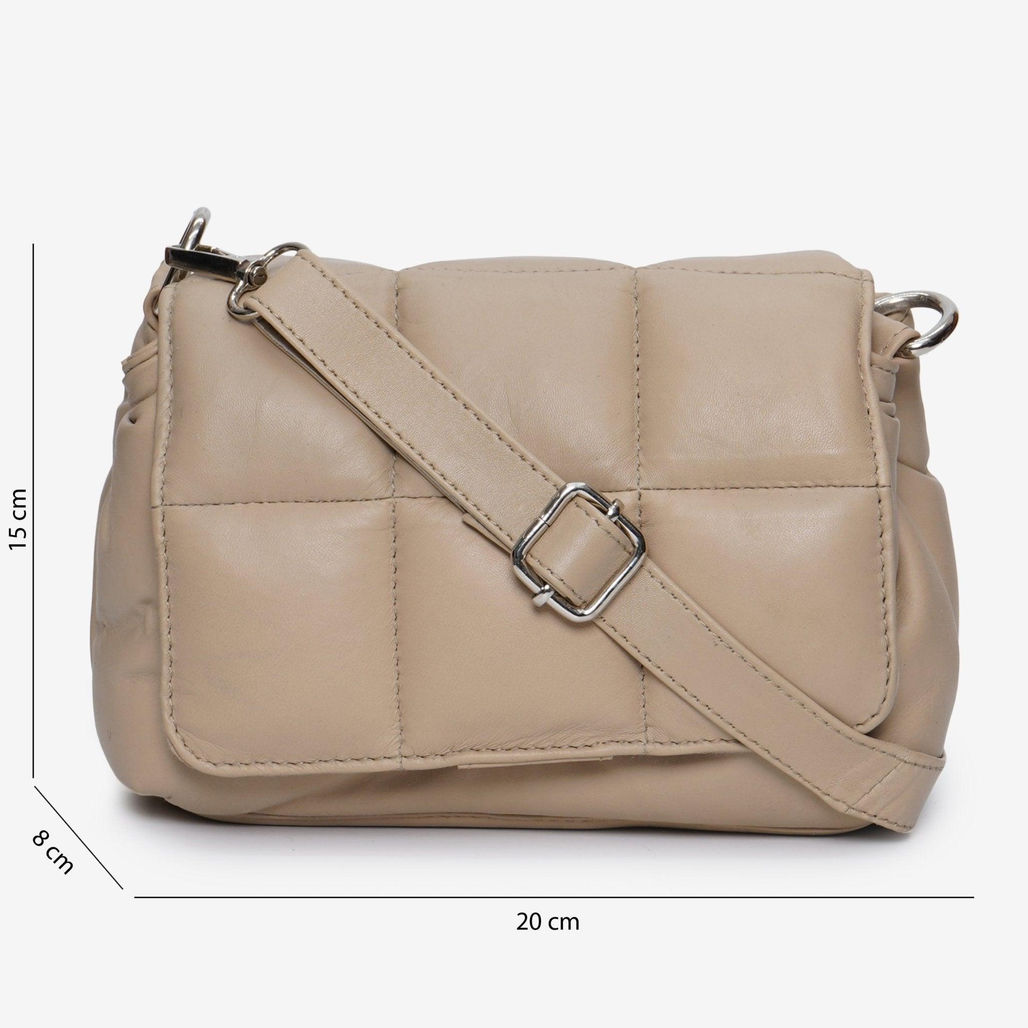 Neutral Beige Leather Cross body: Versatile Style - Fancy Fab Jewels