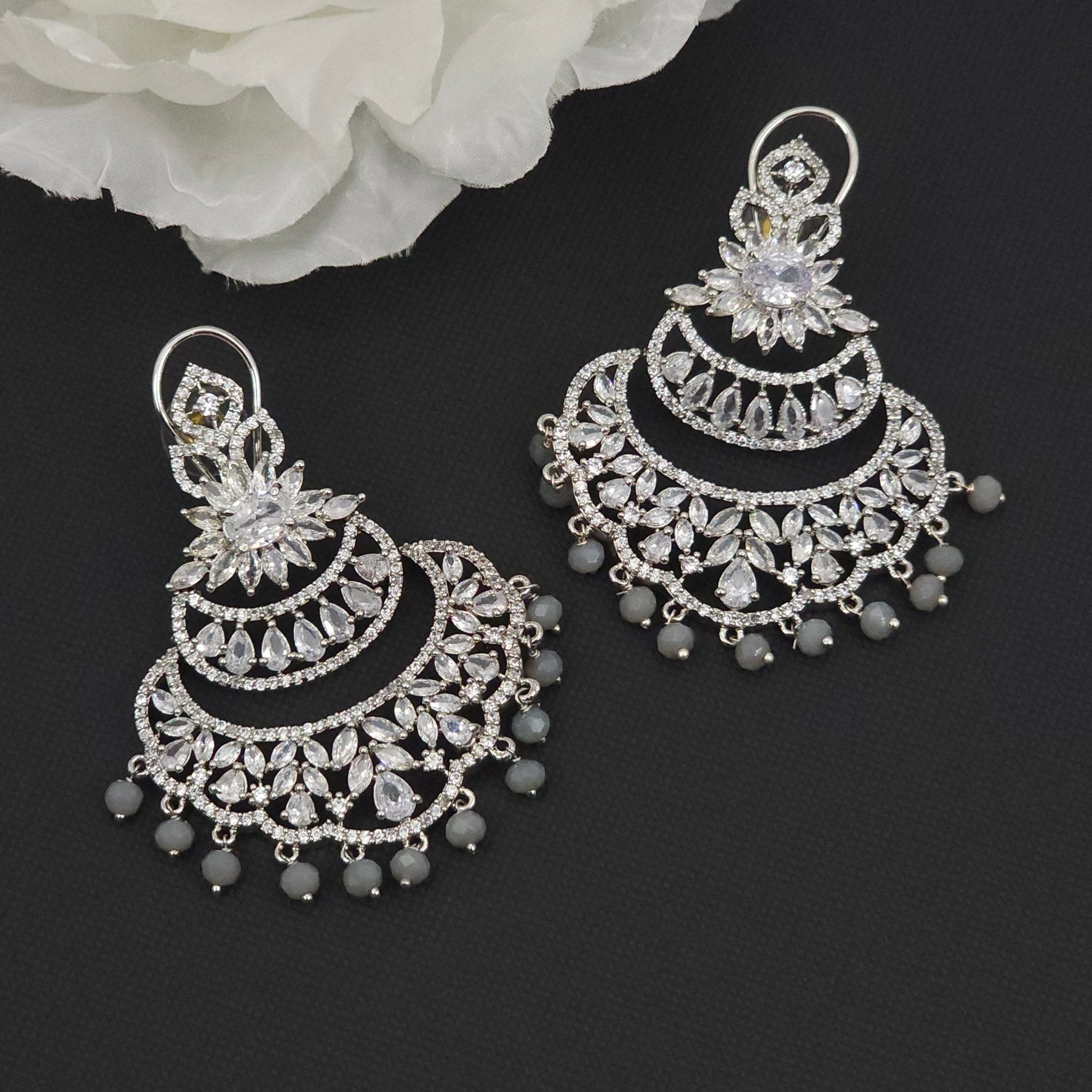 Silver Diamond Earrings 