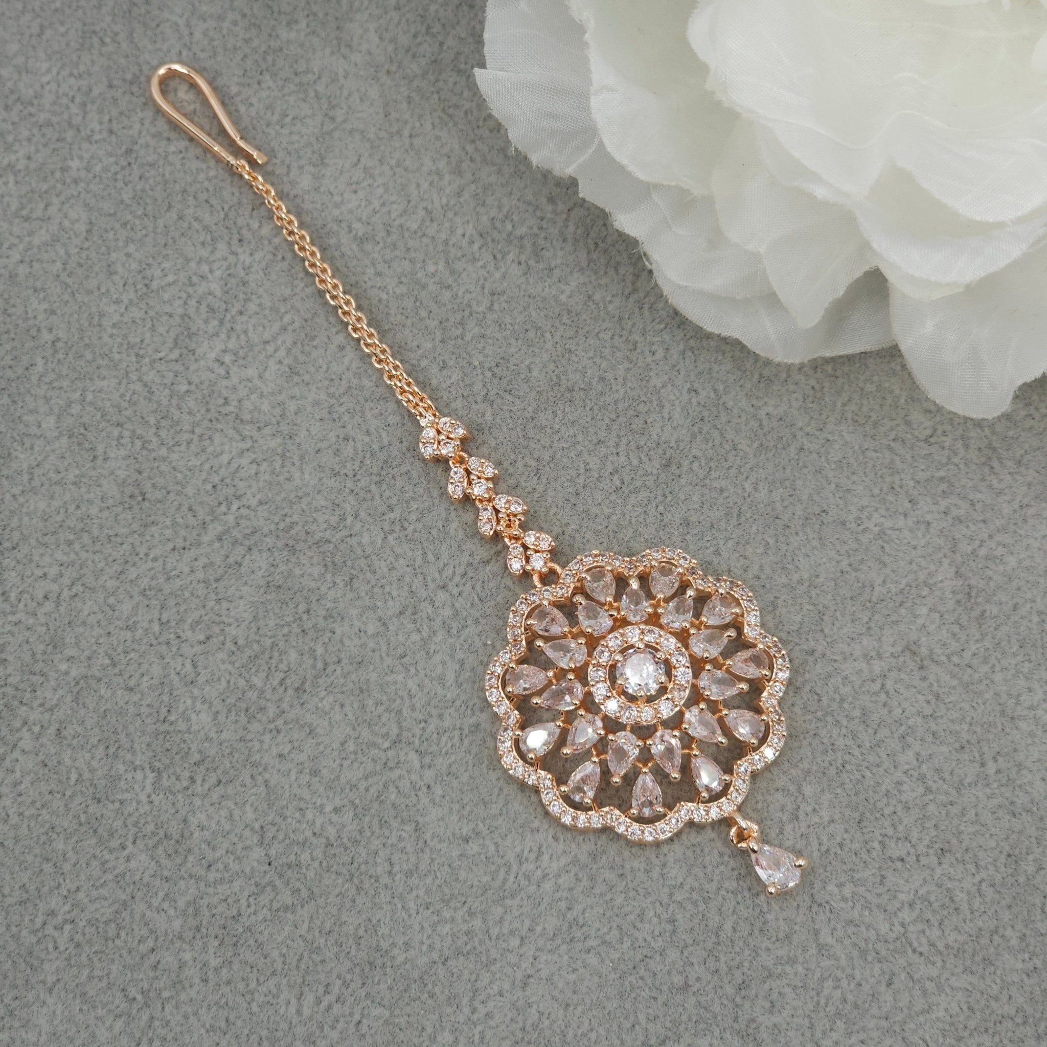 Eva CZ Mangtikka - Rose Gold - Fancy Fab Jewels