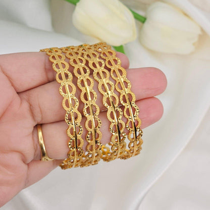 Set of 4 Gold Plated Bangles Set. - Fancy Fab Jewels