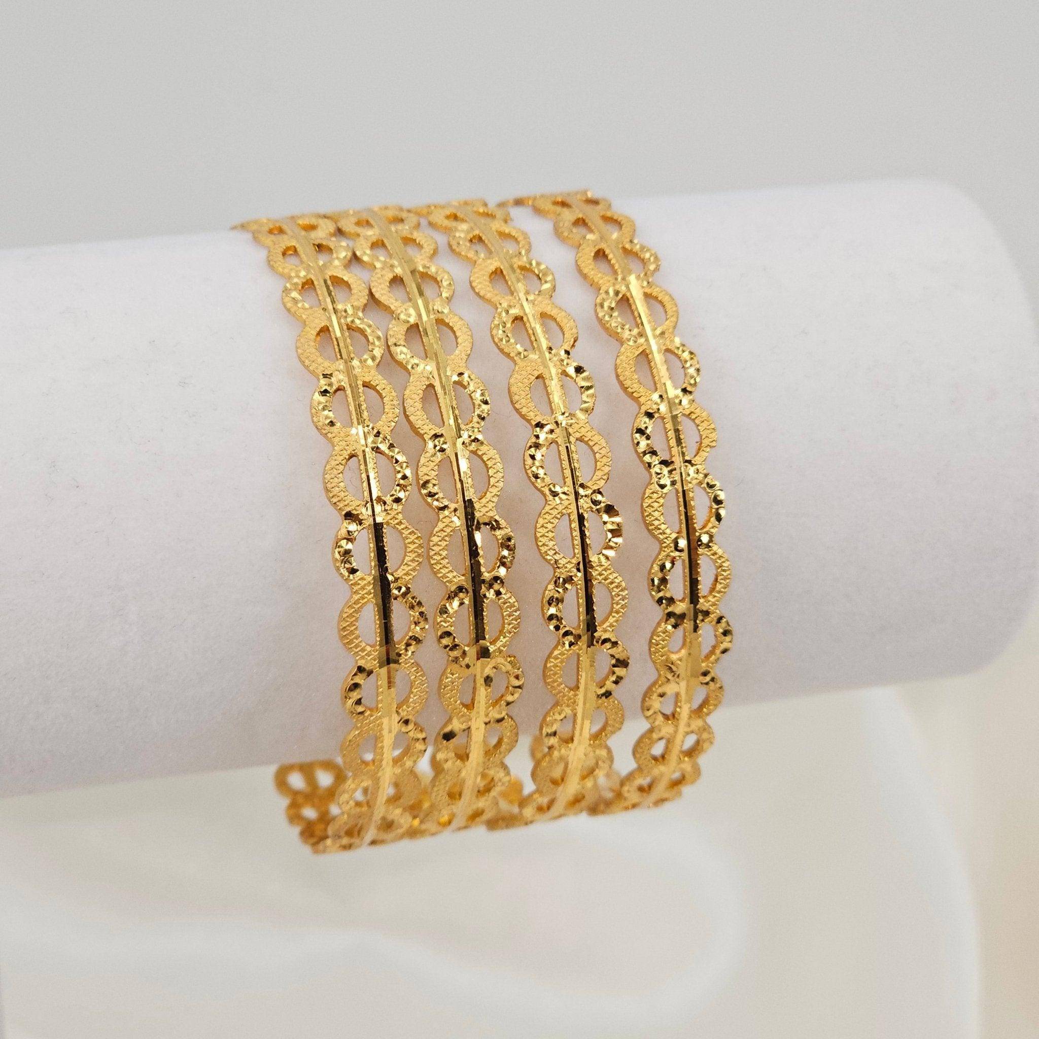 Set of 4 Gold Plated Bangles Set. - Fancy Fab Jewels