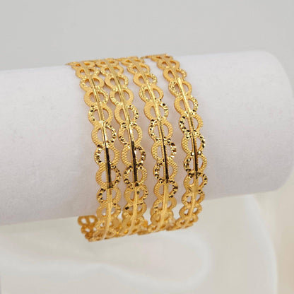 Set of 4 Gold Plated Bangles Set. - Fancy Fab Jewels