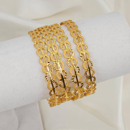 Set of 4 Gold Plated Bangles Set. - Fancy Fab Jewels