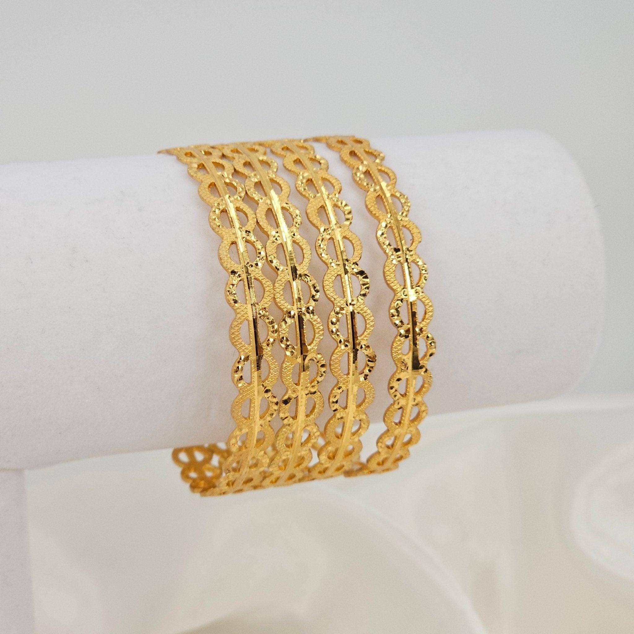 Set of 4 Gold Plated Bangles Set. - Fancy Fab Jewels