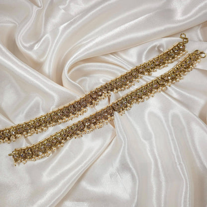 Divya - Antique Gold Polki Statement Anklets | Jhanjara - Fancy Fab Jewels