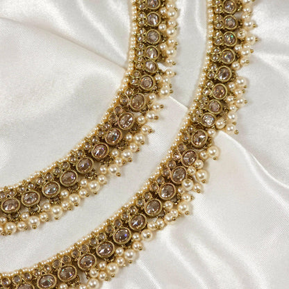 Divya - Antique Gold Polki Statement Anklets | Jhanjara - Fancy Fab Jewels