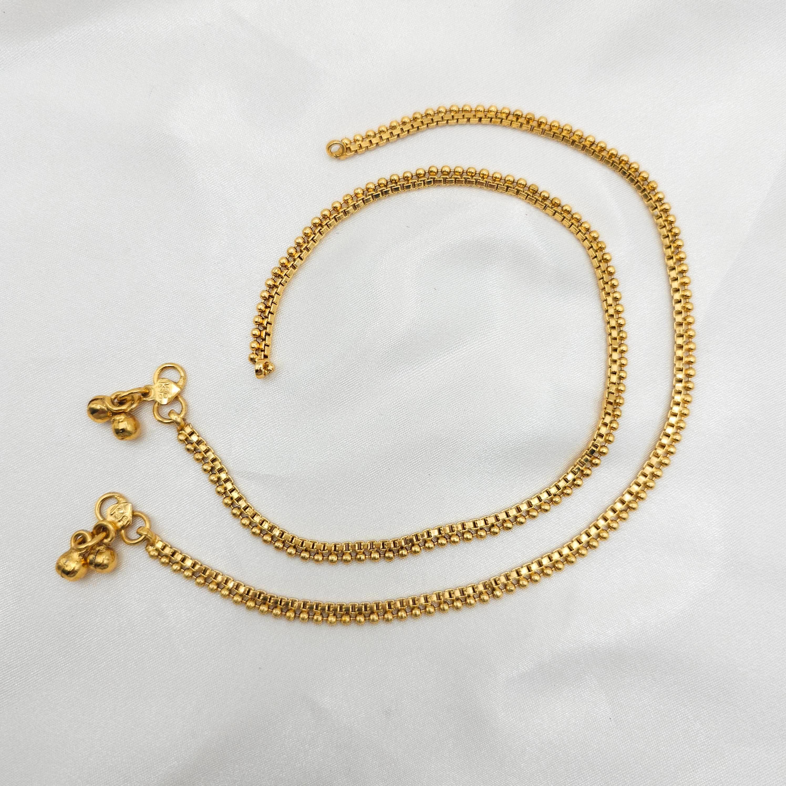 Gold Plated Breaded Chain Anklets - Fancy Fab Jewels