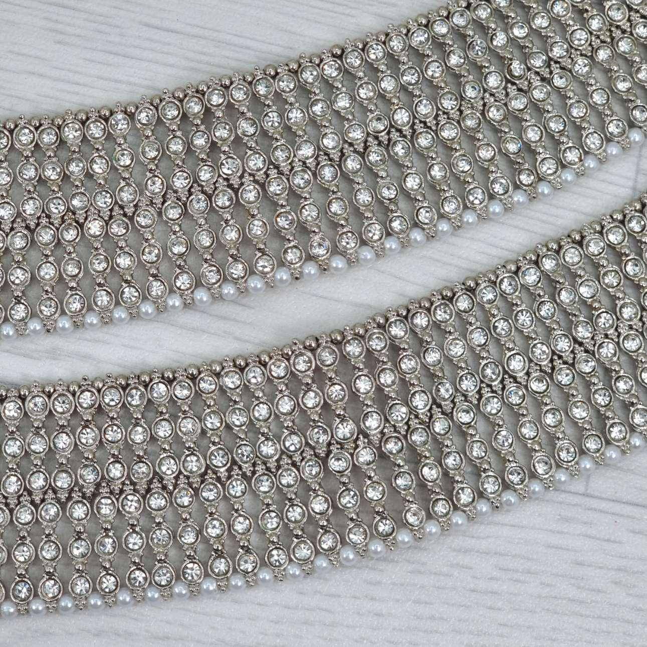 Juhi- Silver Polki and Pearl Anklet/Jhanjar - Fancy Fab Jewels