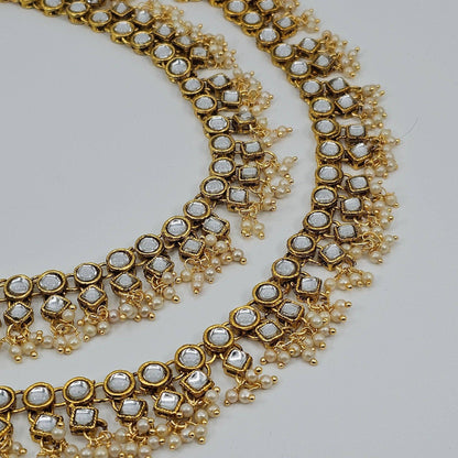 Kiara Circle Shape Kundan Stone Pearl detailed Anklets - Fancy Fab Jewels