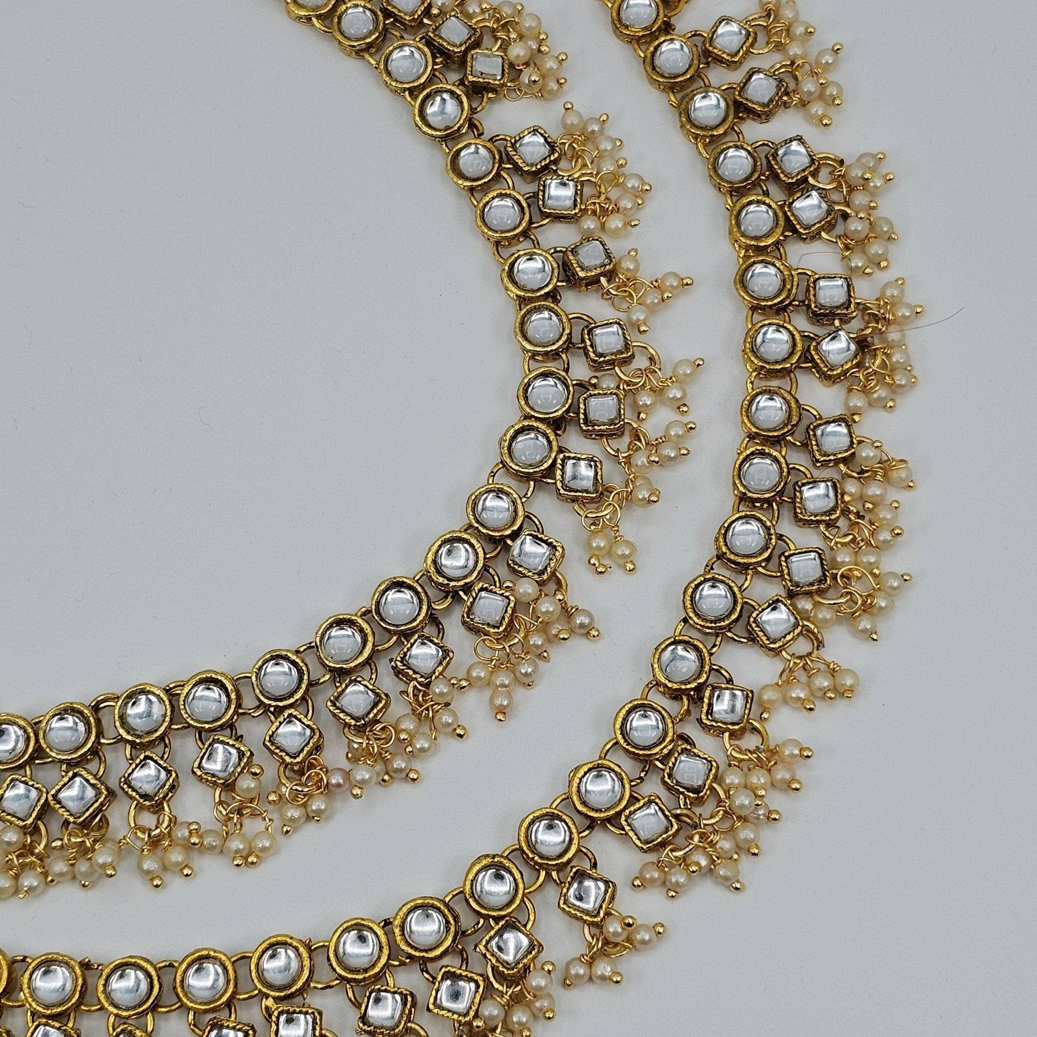 Kiara Circle Shape Kundan Stone Pearl detailed Anklets - Fancy Fab Jewels