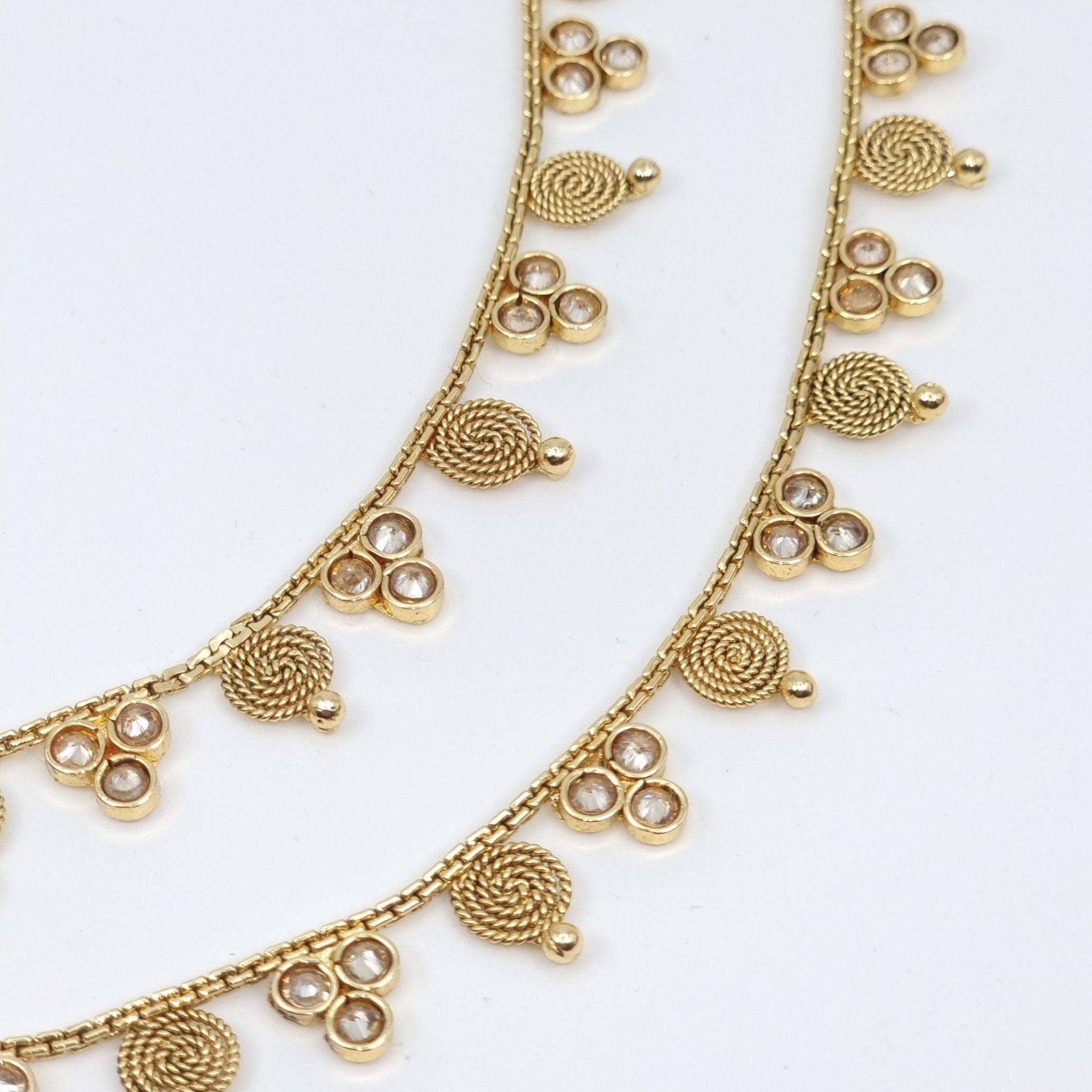 Mina Antique Gold Polki Anklets - Fancy Fab Jewels