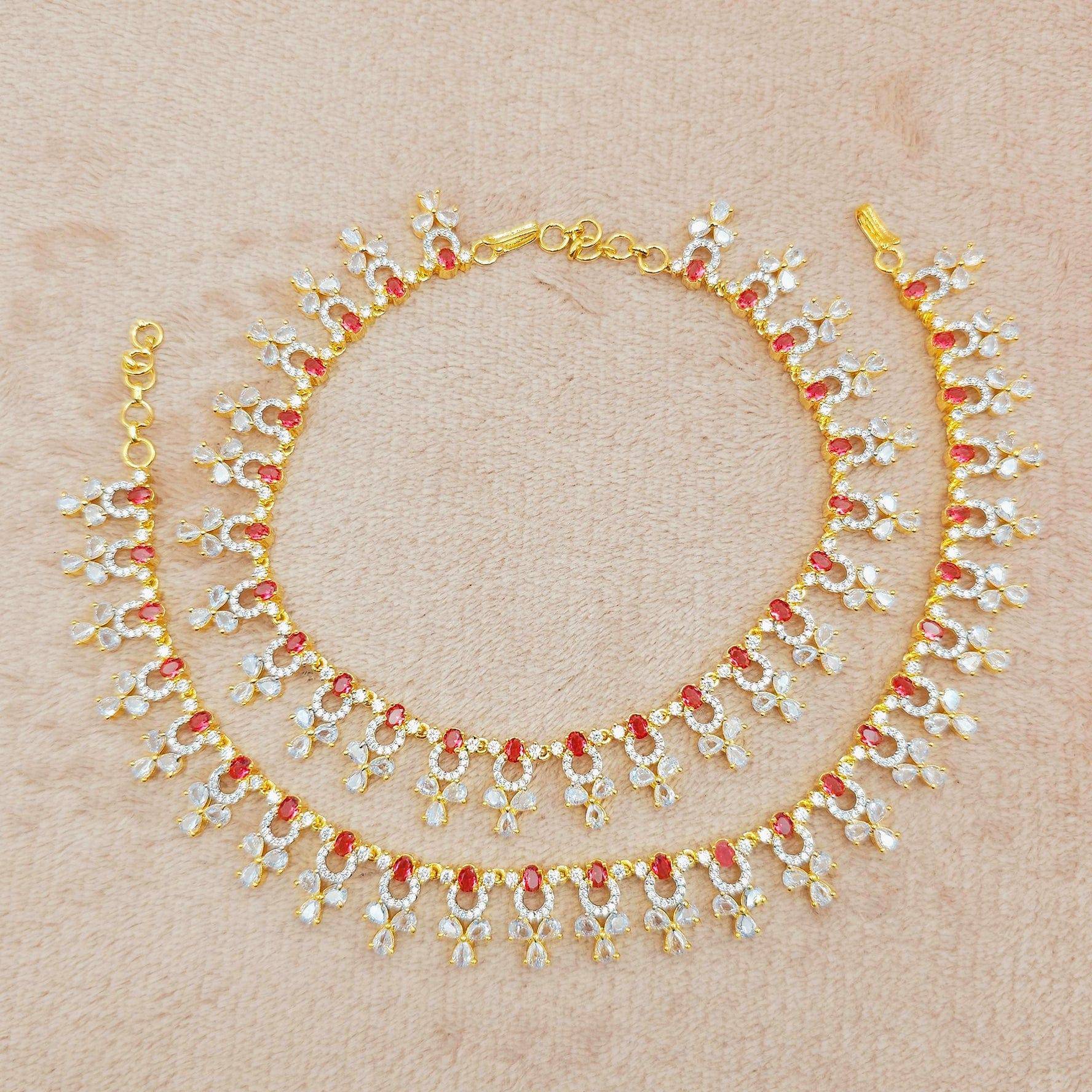 Navin Anklets - Gold Ruby - Fancy Fab Jewels