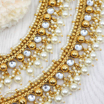 Saba Kundan and Pearls detail Anklets - Fancy Fab Jewels