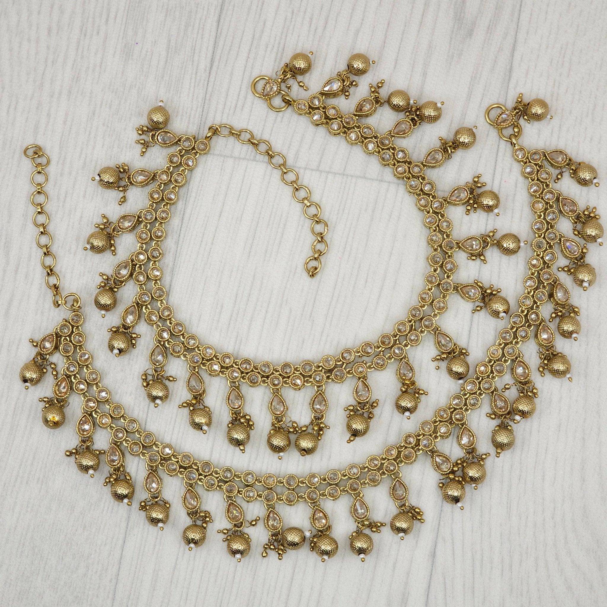 Shagun - Antique Gold Polki Statement Anklets | Jhanjara - Fancy Fab Jewels