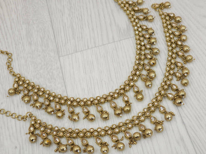 Shagun - Antique Gold Polki Statement Anklets | Jhanjara - Fancy Fab Jewels