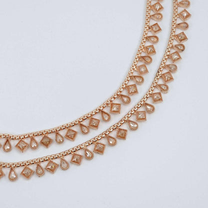 Shiza Rose Gold Polki Anklet/Jhanjar - Fancy Fab Jewels