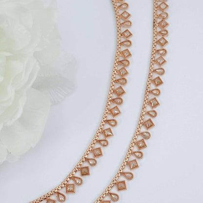 Shiza Rose Gold Polki Anklet/Jhanjar - Fancy Fab Jewels